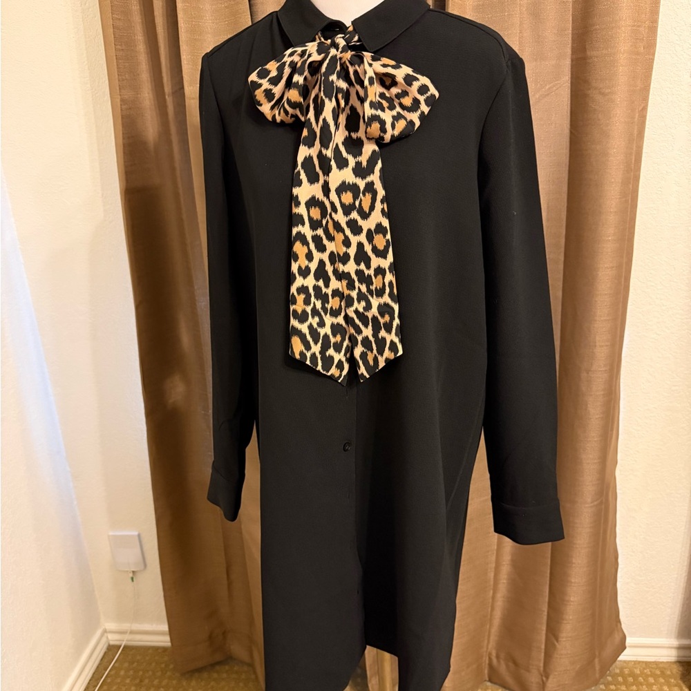 Kate Spade Black Dress with Leopard Print Accent